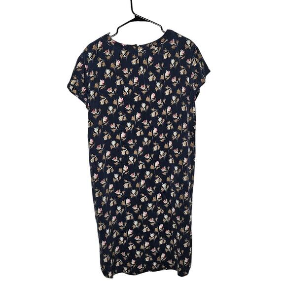 Pendleton Women's 100% silk shift dress size M navy blue floral short sleeve - Picture 7 of 7